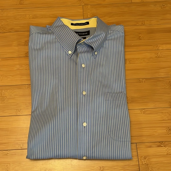 NWOT Paul Fredrick Non-iron Cotton Windowpane Dress Shirt With Contrast Trim - Picture 3 of 9
